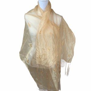 Rachelle‎ Sheer Embroidered Indian Scarf/Shawl In Good Used Condition.